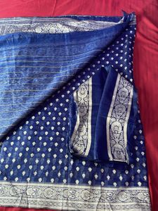 Blue Brand New Woven  Saree