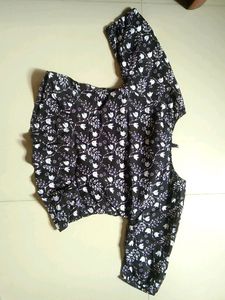 Dark Brown Peplum Crop Top