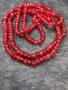 Red Beaded Strand Necklace