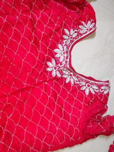 Red Embroidered Kurta Set