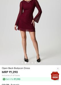 Burgundy Long Sleeve Mini Dress