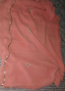 Embroidered Peach Saree