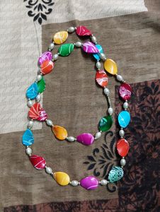 Multi Colour Long Stone Chain