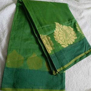 Green Brocade Banarasi Cotton Saree