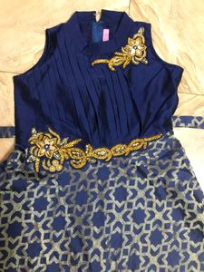 Royal Blue Embroidered Flare Gown