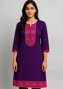Purple & Pink Embroidered Kurti 💜