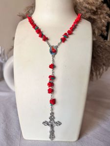 Red Rosary Necklace