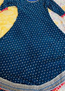 Elegant Navy Blue Printed Kurta