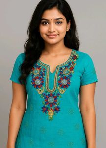 Embroidered Teal Tunic Kurta