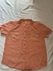 Vintage Coral Button-Up