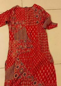 Red Patterned Tunic Dress