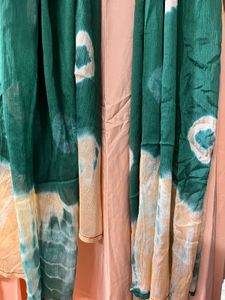 Peach Angrakha Kurti with Dupatta