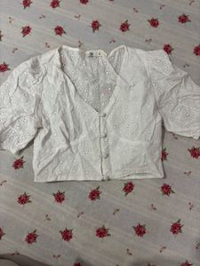 White Eyelet Puff Sleeve Top