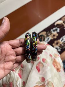 Floral Print black Bangles