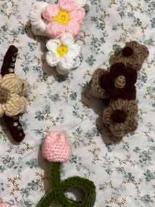 Handmade Crochet Flower Hair Clips