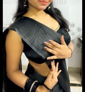 Elegant Black Saree With Readymade Blouse