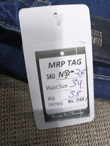 N@28 Size-34 Stylish Blue Denim Jeans
