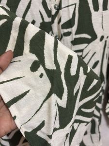 Leaf Print Button-Down Shirt