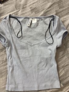 Blue Ribbed Crop Top + free gift