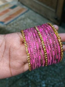 This Bangles Total No.24 Pink, 6 Gold Colour Bang