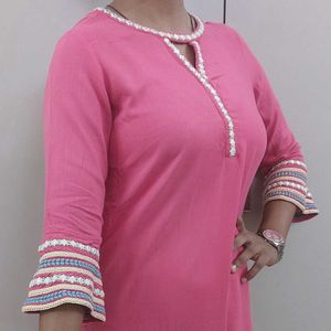 Pink Global Desi Embroidered Kurta