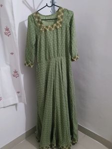Italian Silk Gown With Embroidered Lace