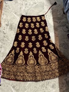 Maroon Velvet Lehenga