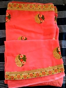 Embroidery Work Wedding Saree