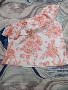 Ajio Floral One-Shoulder Top