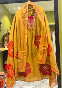 Floral Print Mustard Salwar Suit