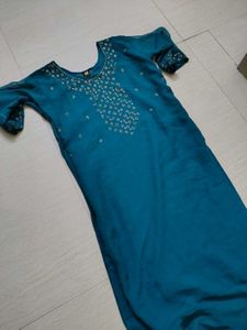 Teal Embellished Kurti