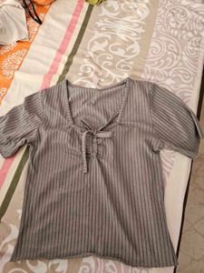 Ribbed Gray Top