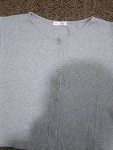 Grey Button-Down Top