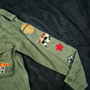 Embroidered Army Green Shirt|vintage|rugged