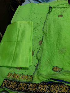Green Embroidered Dress Material