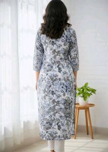 Floral print khadi cotton kurti 🩶
