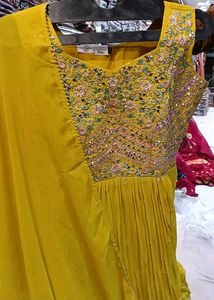 Elegant Yellow Embroidered Anarkali Suit