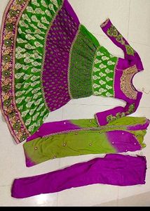 💚💜 Purple And Green Wedding Beautiful Long Frock