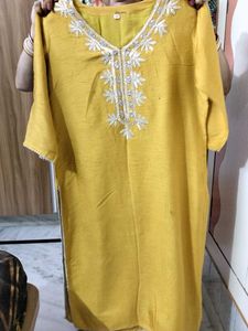 Embroidered Mustard Kurti