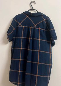 Blue Plaid Short Sleeve Button Down