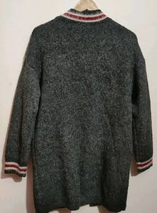 Grey Color Zipper Sweater For 38 Chest