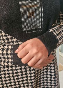 Houndstooth Embellished Sweater