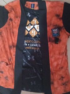 Orange &amp; Black Graphic Print Shirt