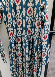 Green Ethnic Print Full Sleeves Kurti