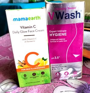 Mamaearth Vitamin C Cream & V Wash +Green Tea