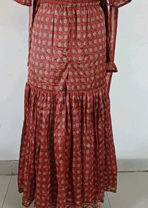 Varanga Rust Red Sequined Kurta Sharara Set