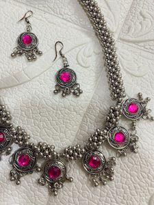 Oxidised necklace with earrings