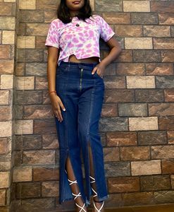 Slit Hem Jeans