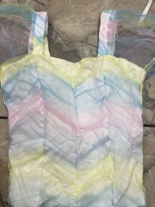 Pastel Dream Top with Mesh Sleeves