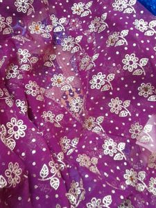 glitter Floral Purple saree